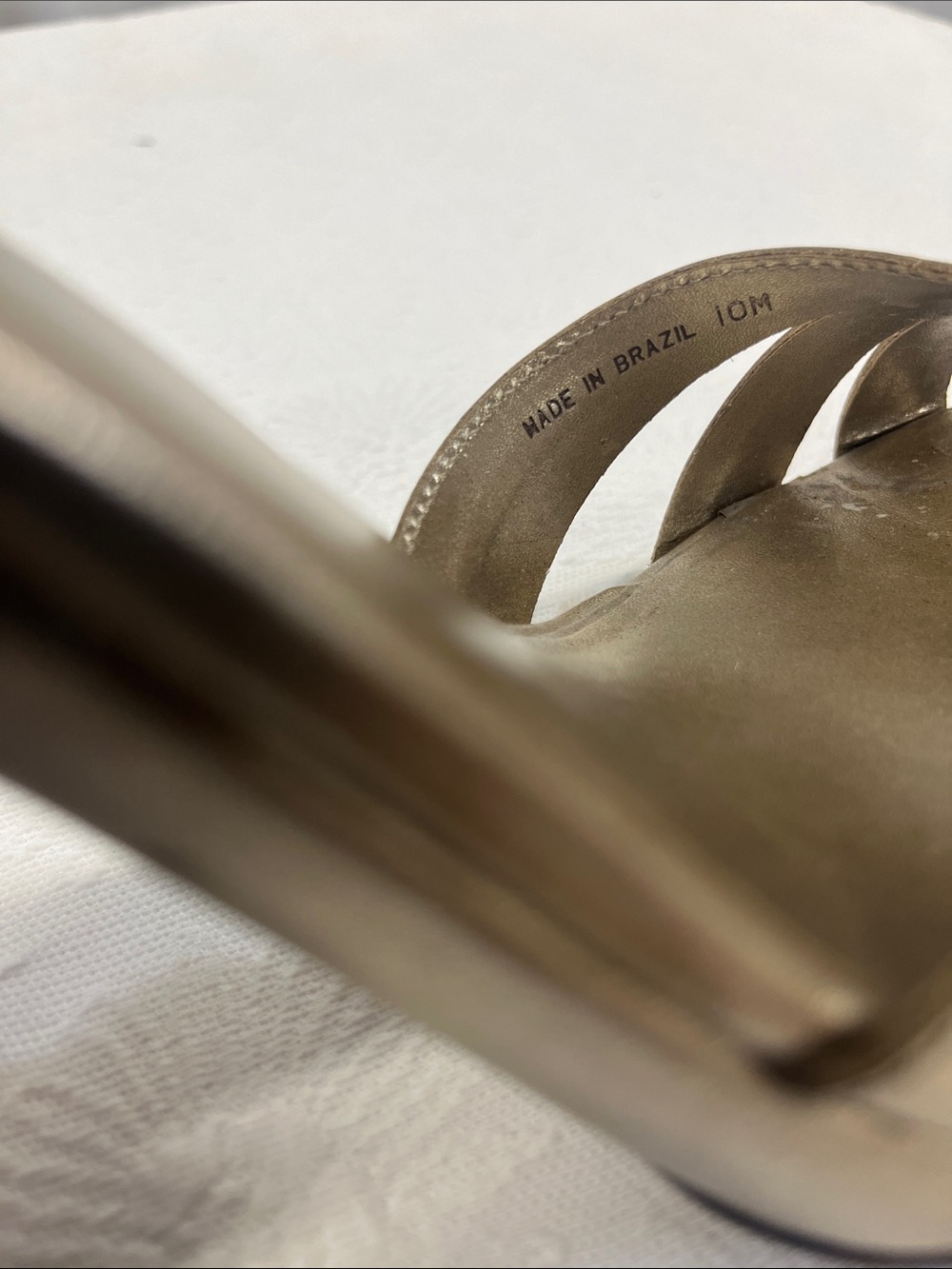 Women's Metallic Gold Peep-Toe Heels - Picture 9 of 9